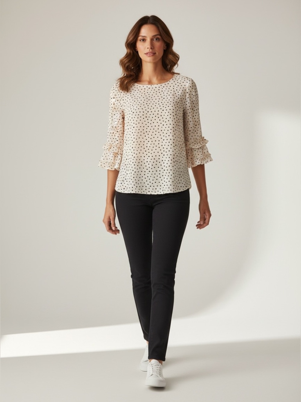 Max Studios Bell Sleeve Top Blush Pink Black Small